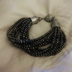 Elegant Black Beaded Bracelet with a touch of bling. Magnetic fastened